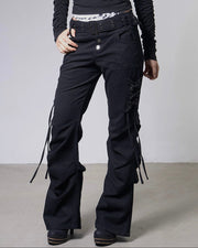 【FANCY CLUB】BELTED FLARE SHIRRING PANTS