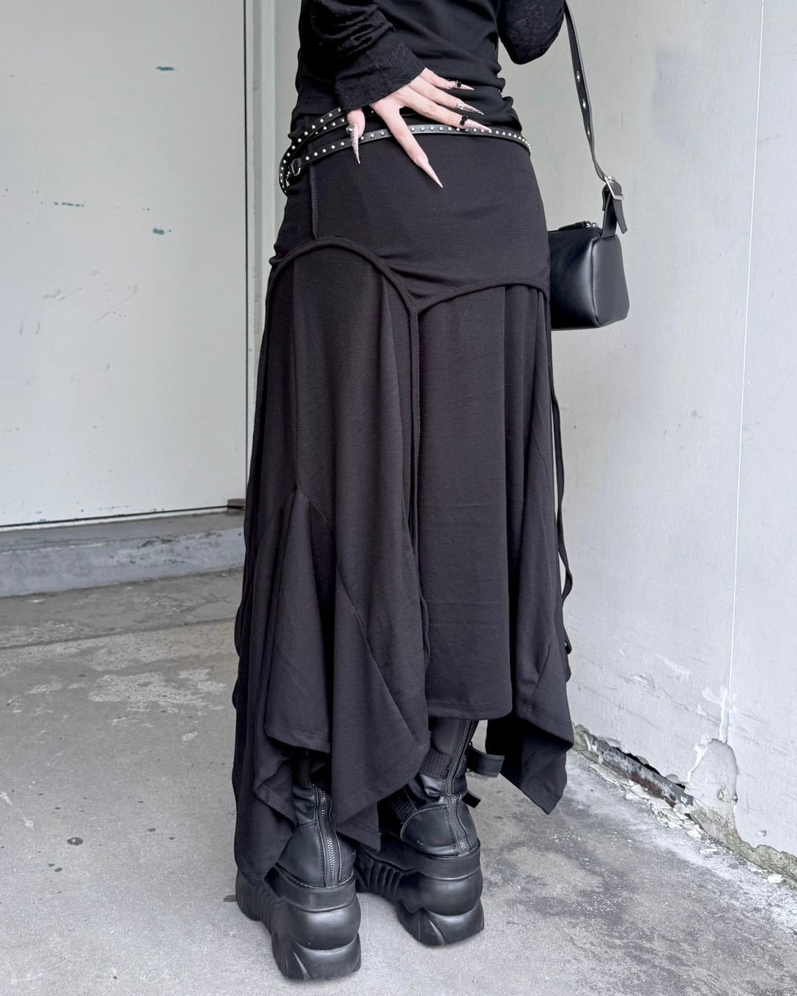 受注制【nmtc+】Curve Layered Long Skirt (2color)
