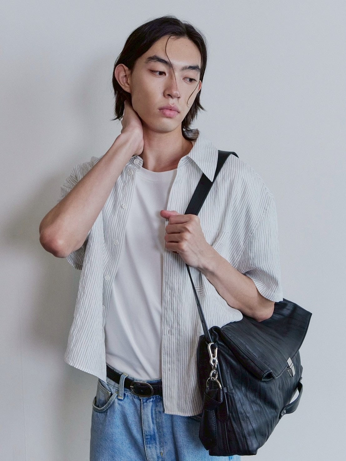 【Waviness】Sheer Origami Crop Half Shirts