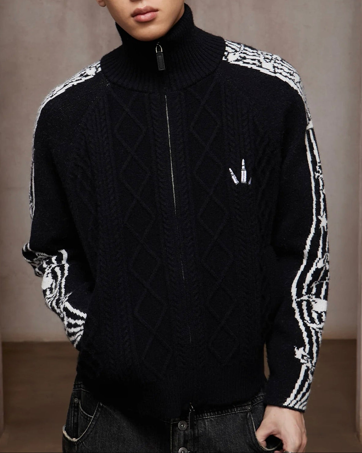 【DND4DES】Music Note Jacquard Knit Jacket