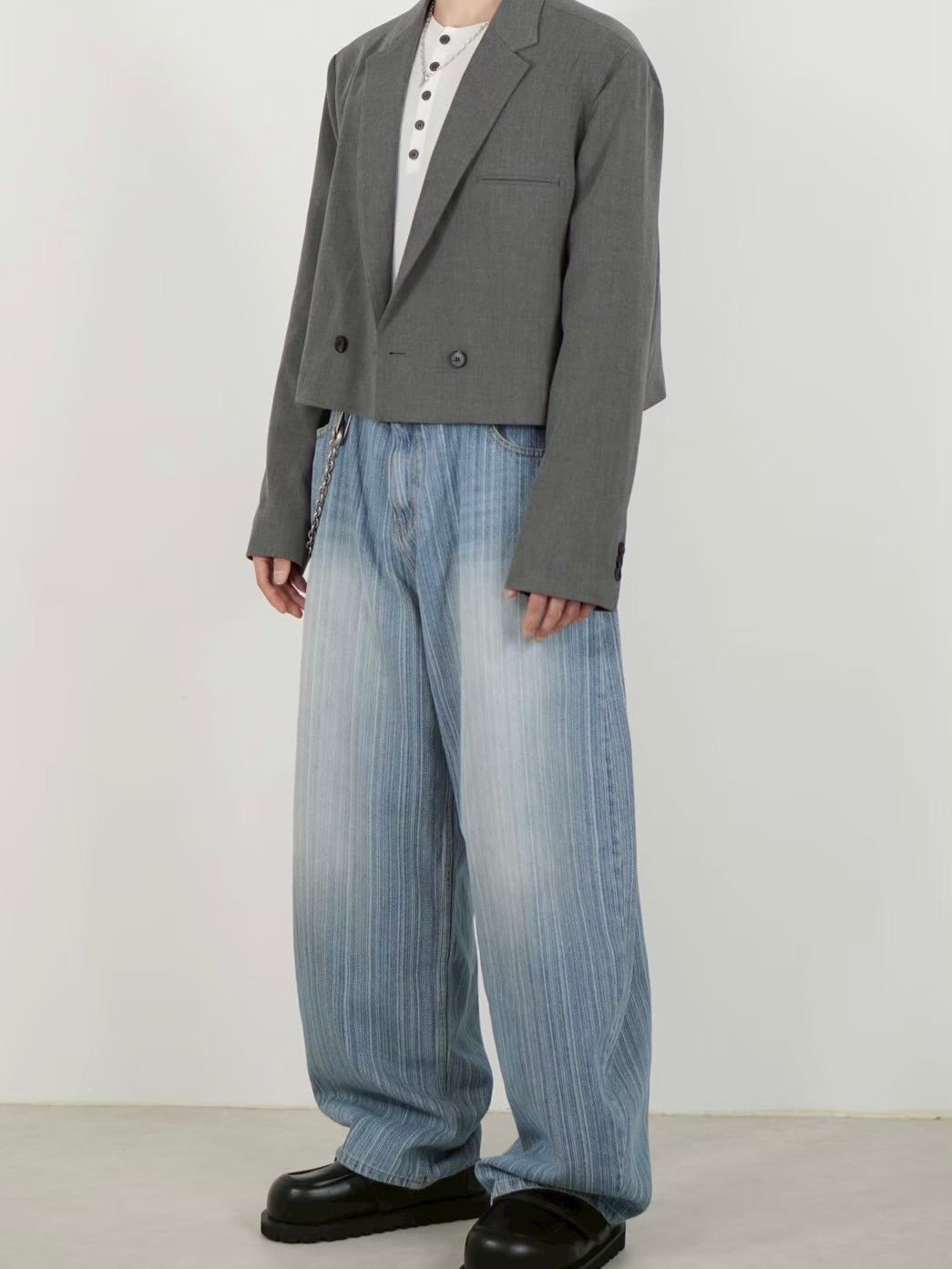 受注制【Chikashitsu +】cropped double jacket (2color)
