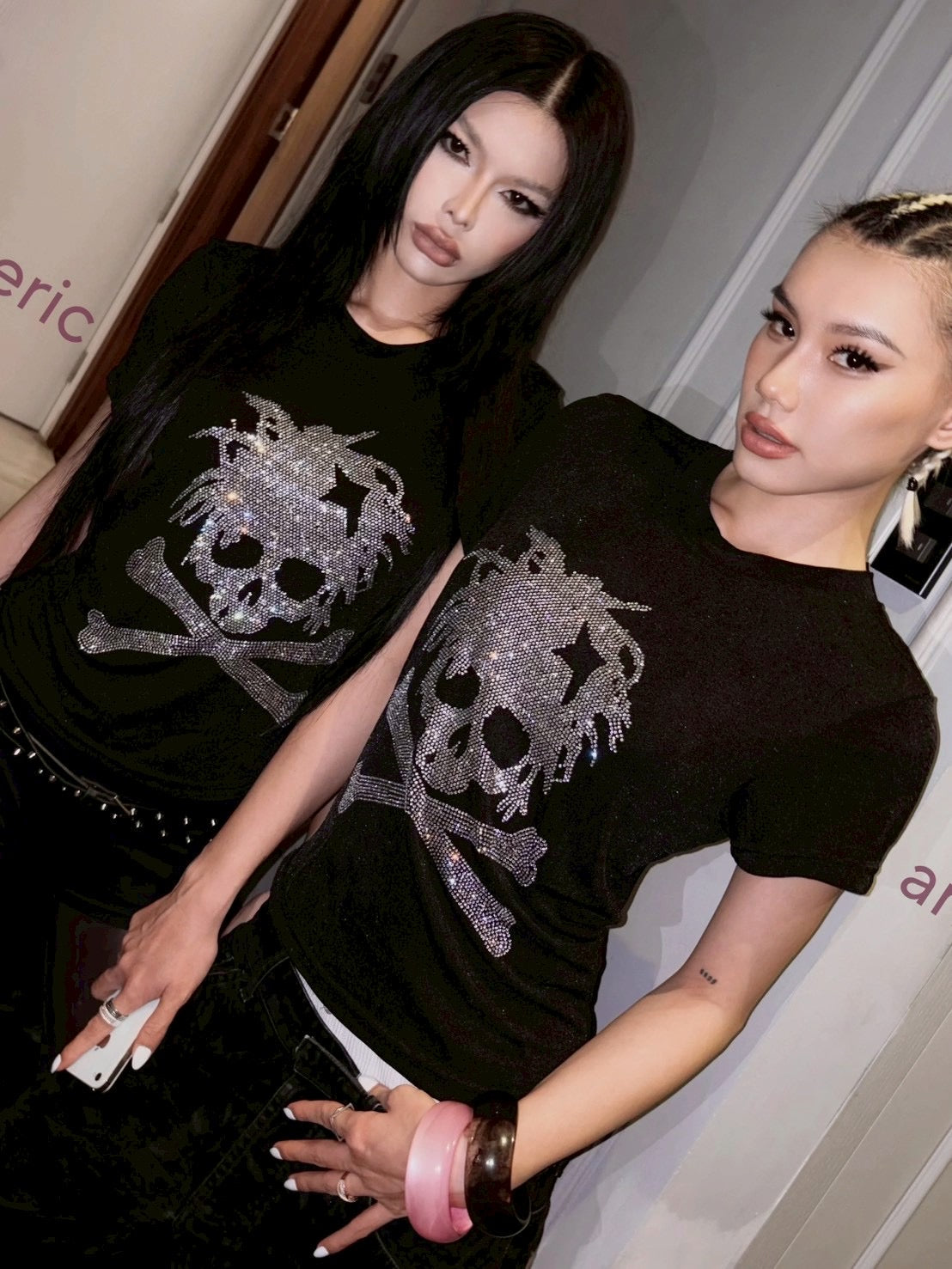 【CH2】MOREFLEX RHINESTONE SKULL TSHIRT