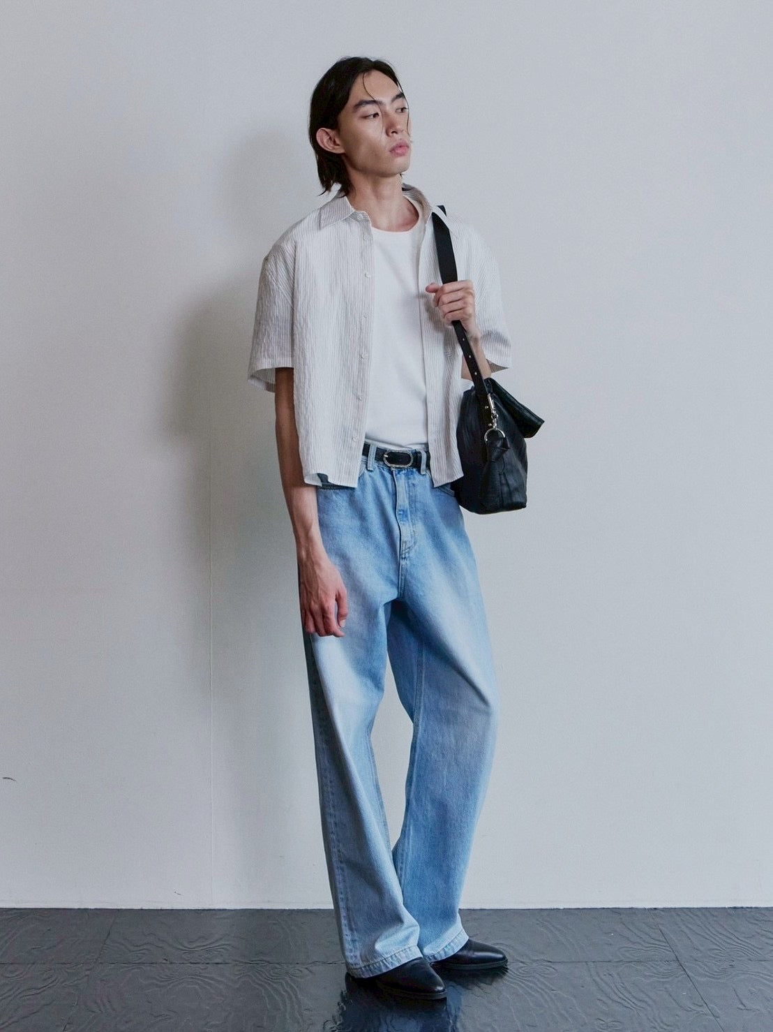【Waviness】Sheer Origami Crop Half Shirts