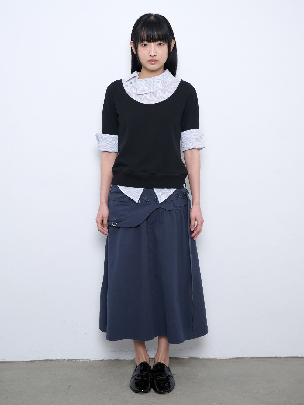 【TUOMIO】ASYMMETRIC COLLAR TOP