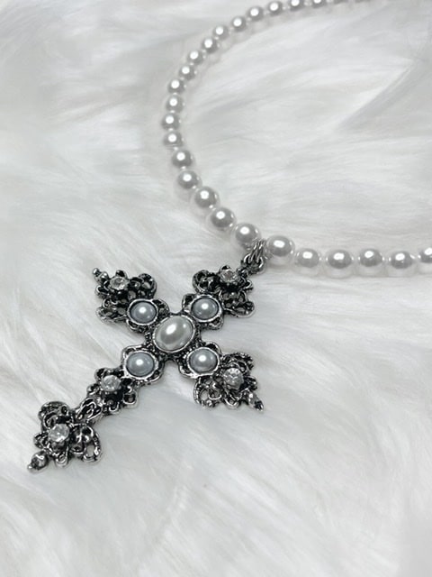 受注制【Rosen Kreuz】pearl cross necklace