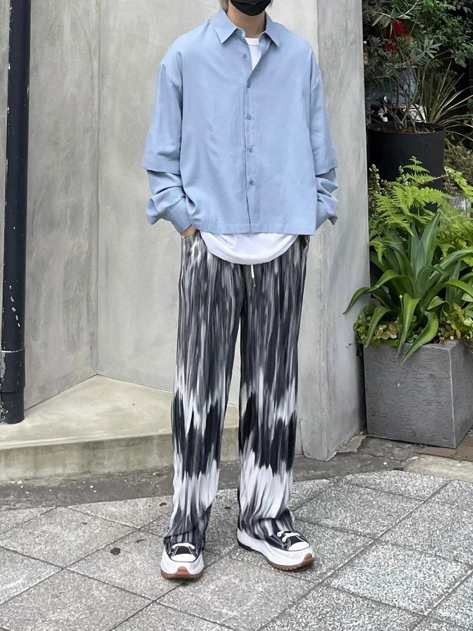 受注制【Chikashitsu +】pattern pleats pants (2color)