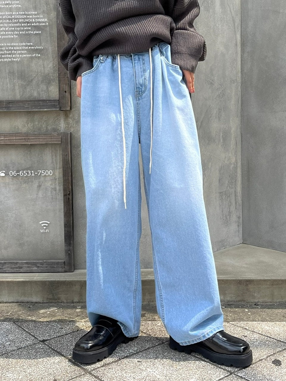 受注制【Chikashitsu +】rope wide denim pants (3color)