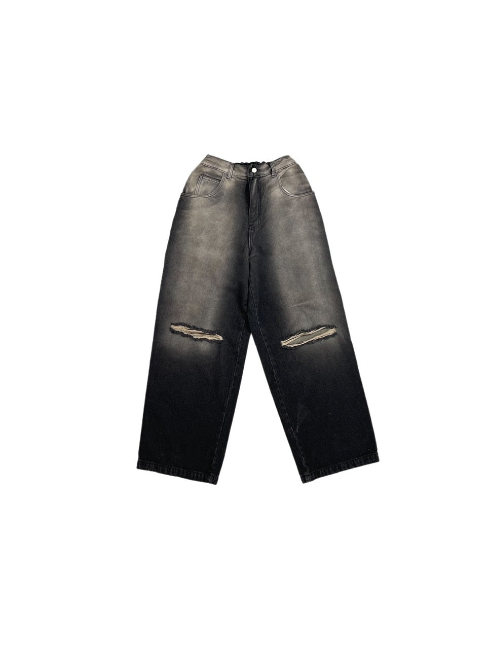 受注制【Chikashitsu +】vintage wash damage denim pants (2color)