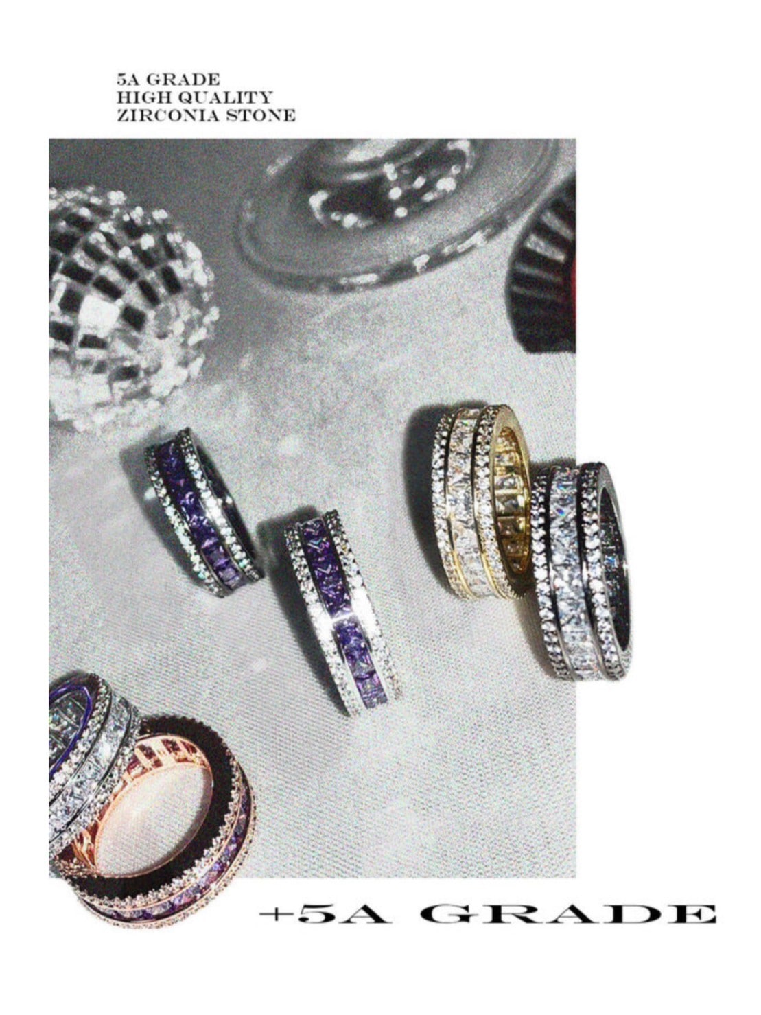 【BLACK PURPLE】AAA DIA CRYSTAL 3-LINE RING