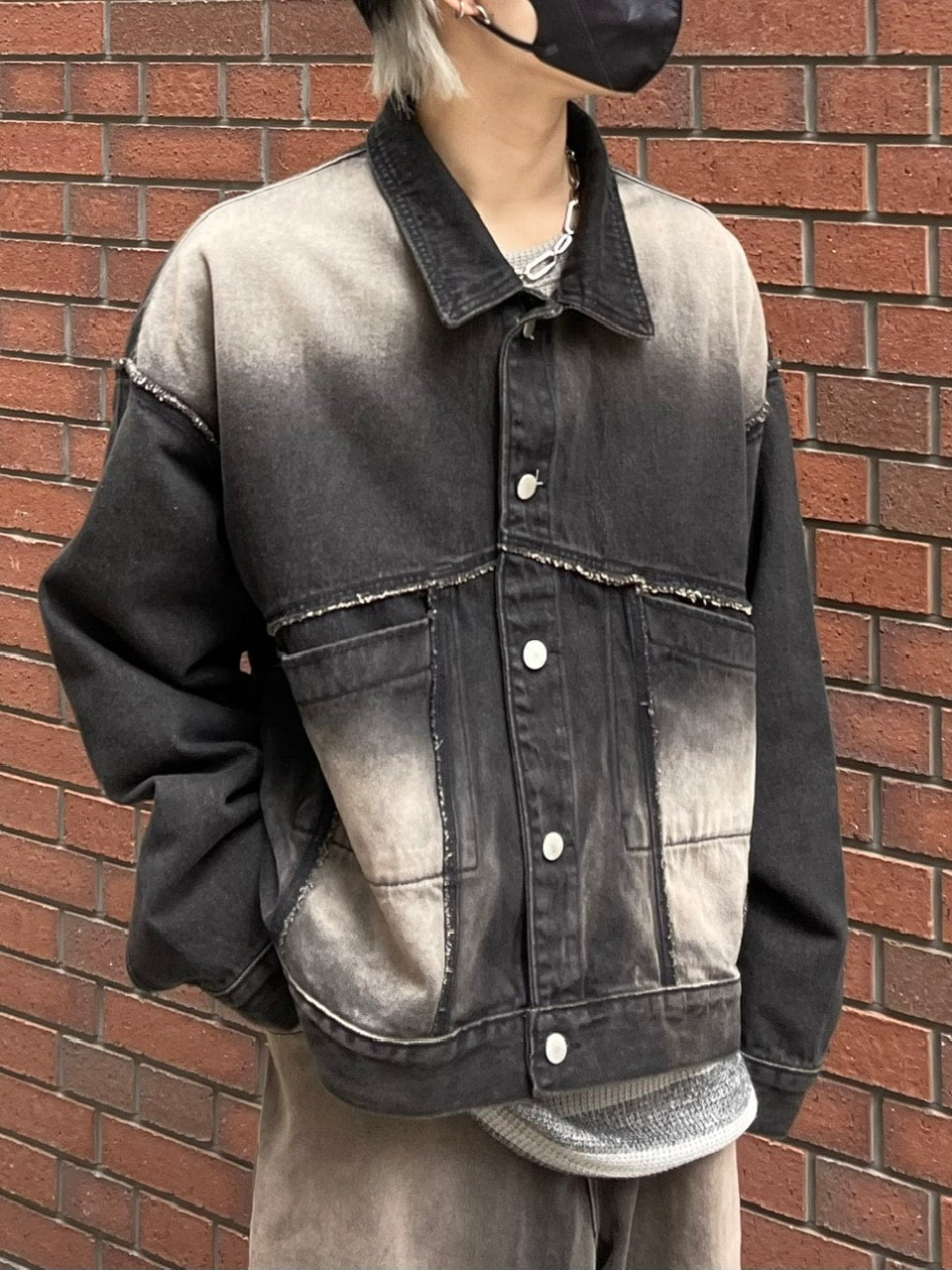 受注制【Chikashitsu +】vintage wash denim jacket (2color)
