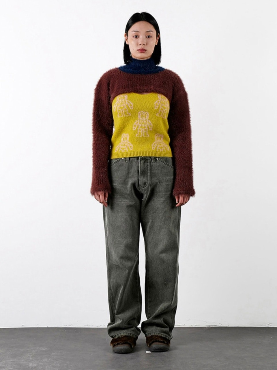 【YOUTHBATH】High-Neck Knit Top Set-up