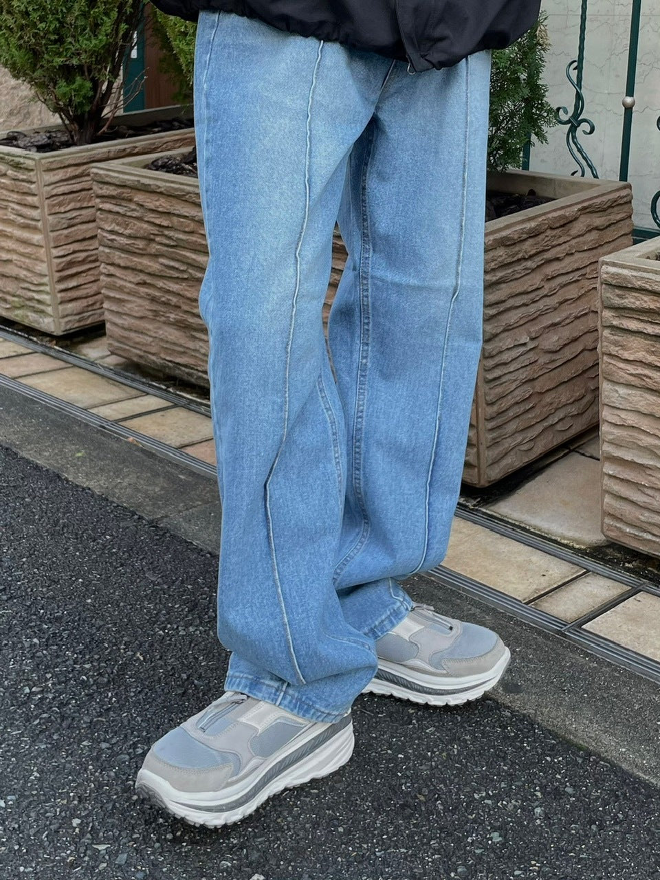 受注制【Chikashitsu +】center press denim pants 2