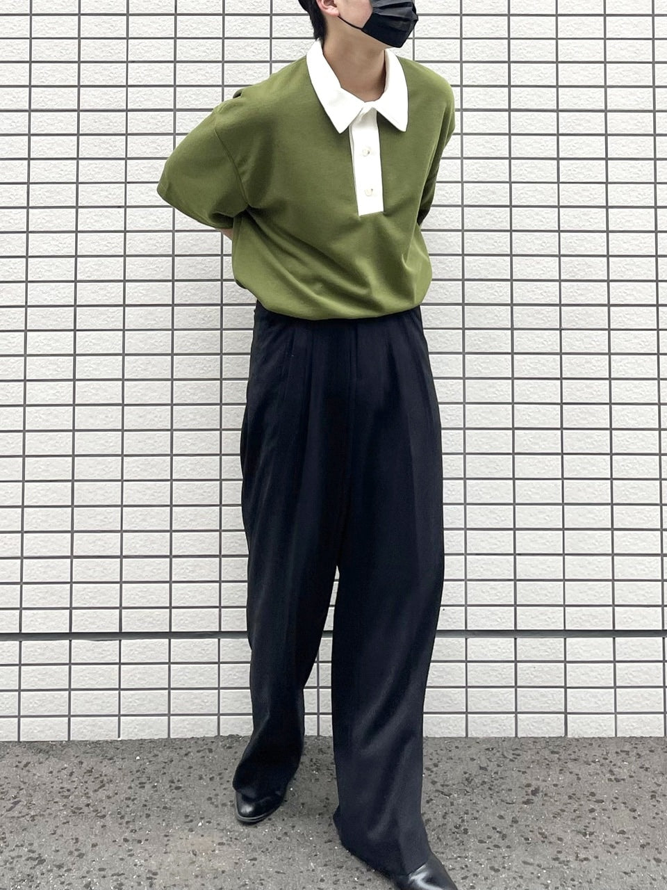 受注制【RENOL】bi-color collar tee (2color)