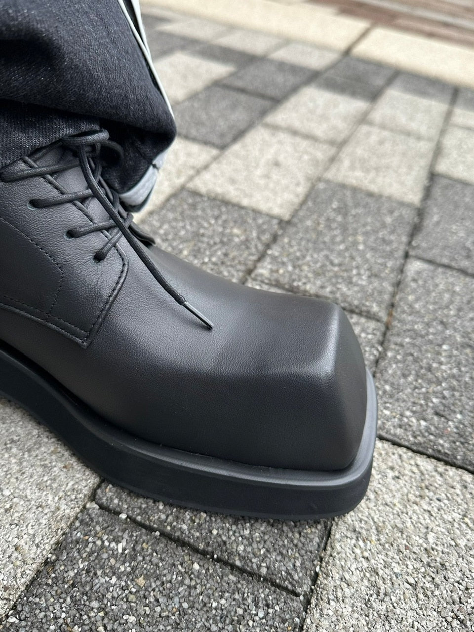 受注制【Chikashitsu +】square toe derby shoes