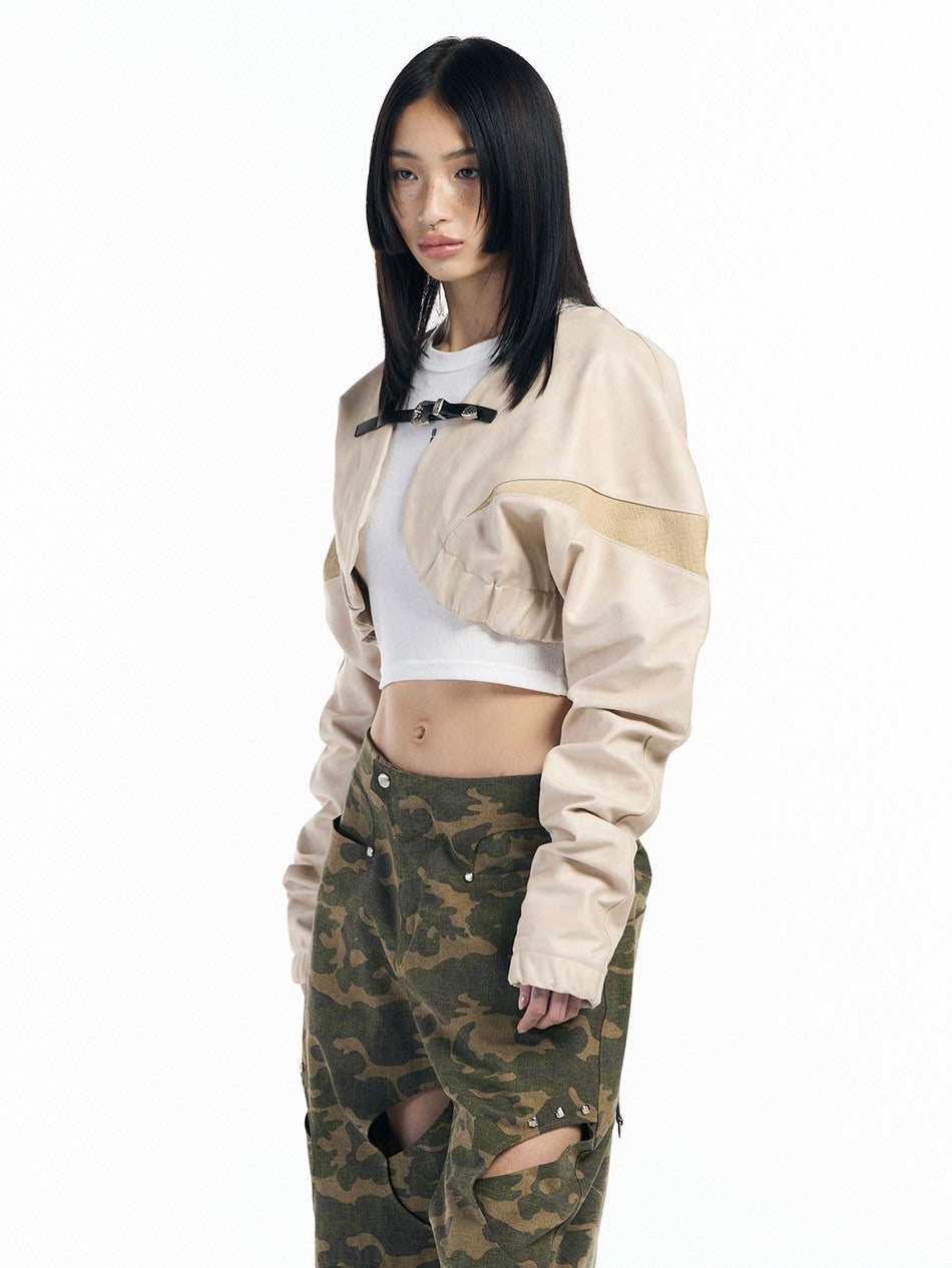 【SETUP‐EXE】Matte Leather bolero buckle Jacket