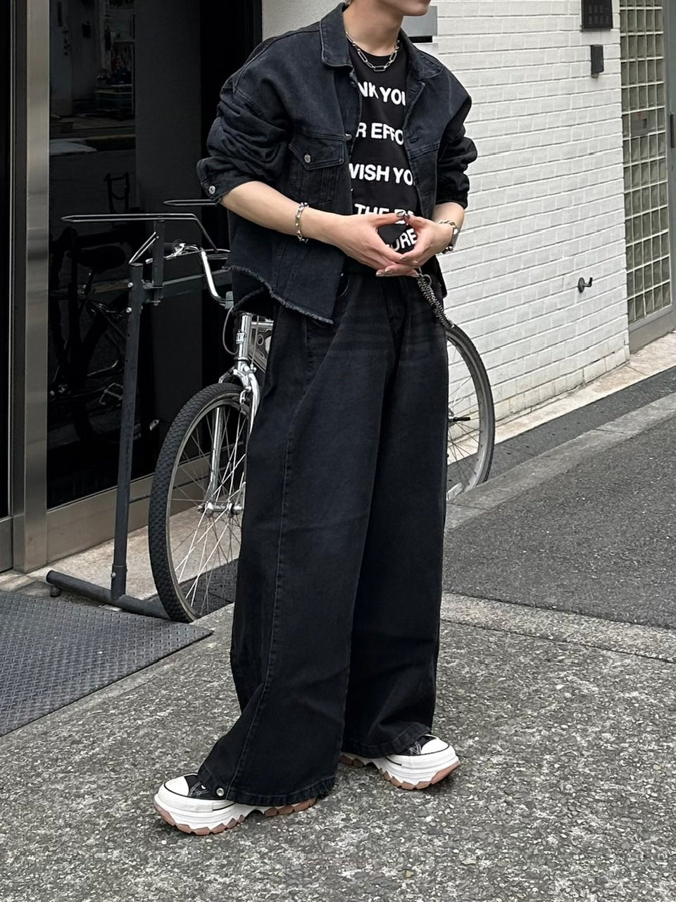 大阪店WEB限定受注制【Chikashitsu +】cutting cropped denim jacket (3color)