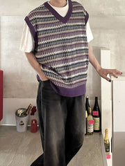 受注制【youll】multi color border knit vest (2color)