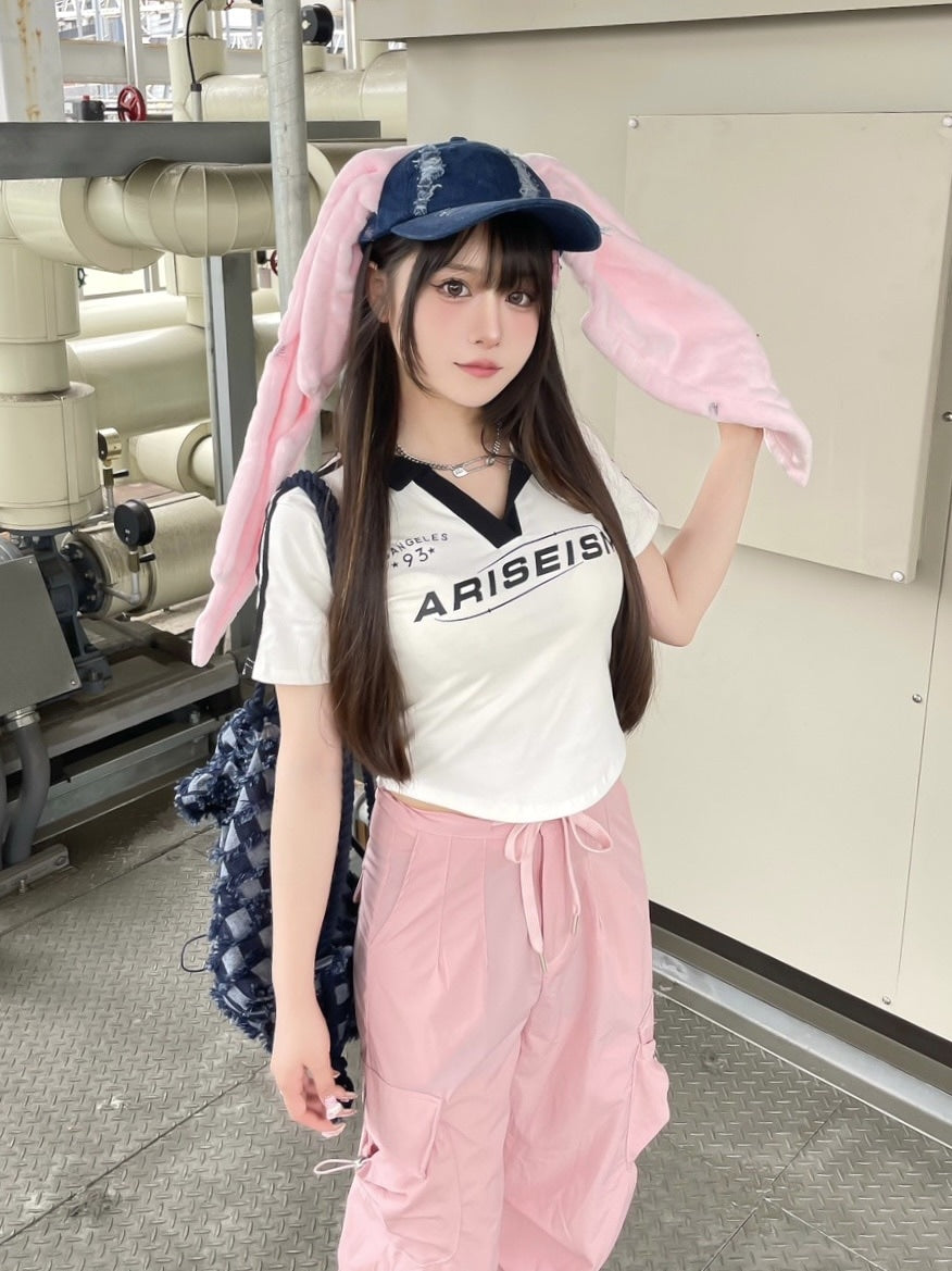 受注制【Never mind the XU】lettering collar short sleeve tee (2color)