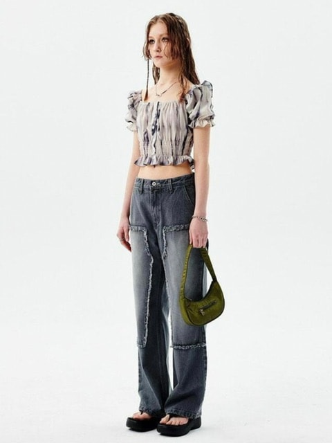 【runningHIGH】PUFF SLEEVE CROP BLOUSE