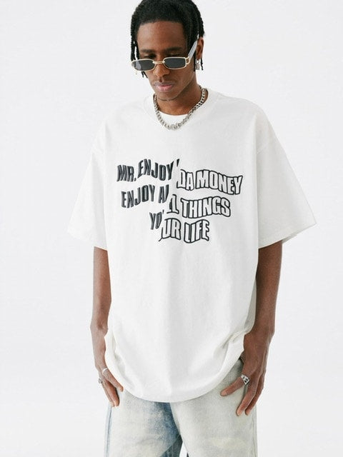 【MR. ENJOY DA MONEY】Cutting font short sleeves
