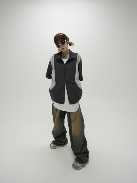 受注制【Never mind the XU】nylon zip up jacket (3color)