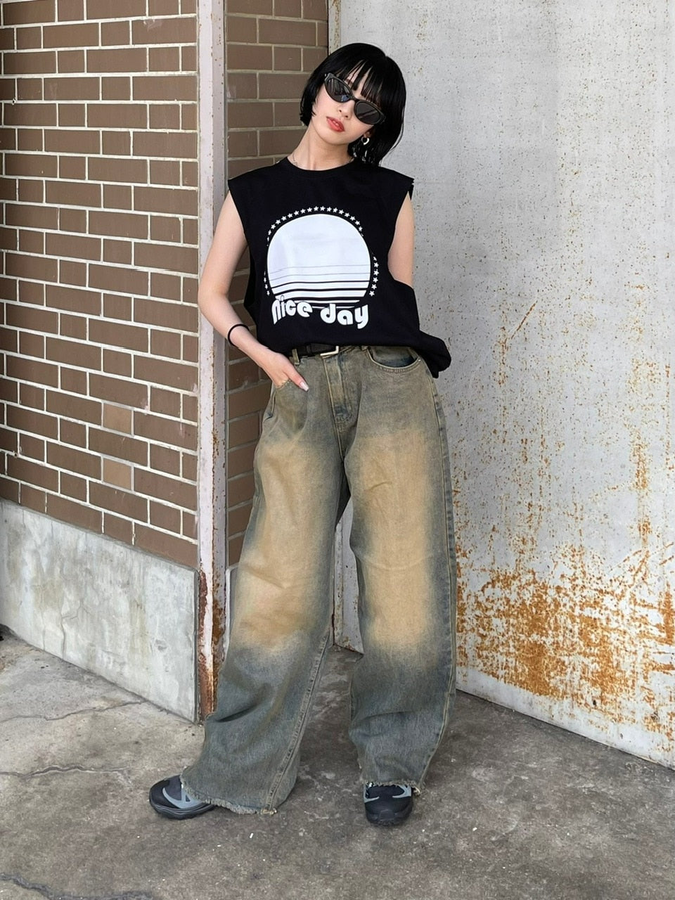受注制【Chikashitsu +】vintage faded wash denim pants