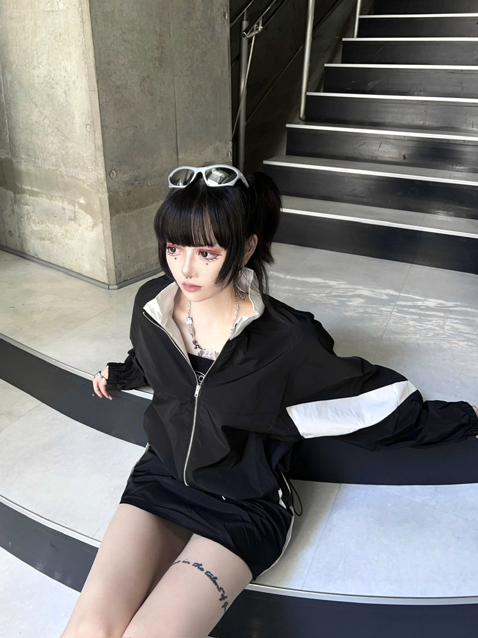 受注制【Never mind the XU】track jacket & skirt (2color)