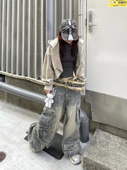 【Never mind the XU】star zip up crop hoodie (3color)