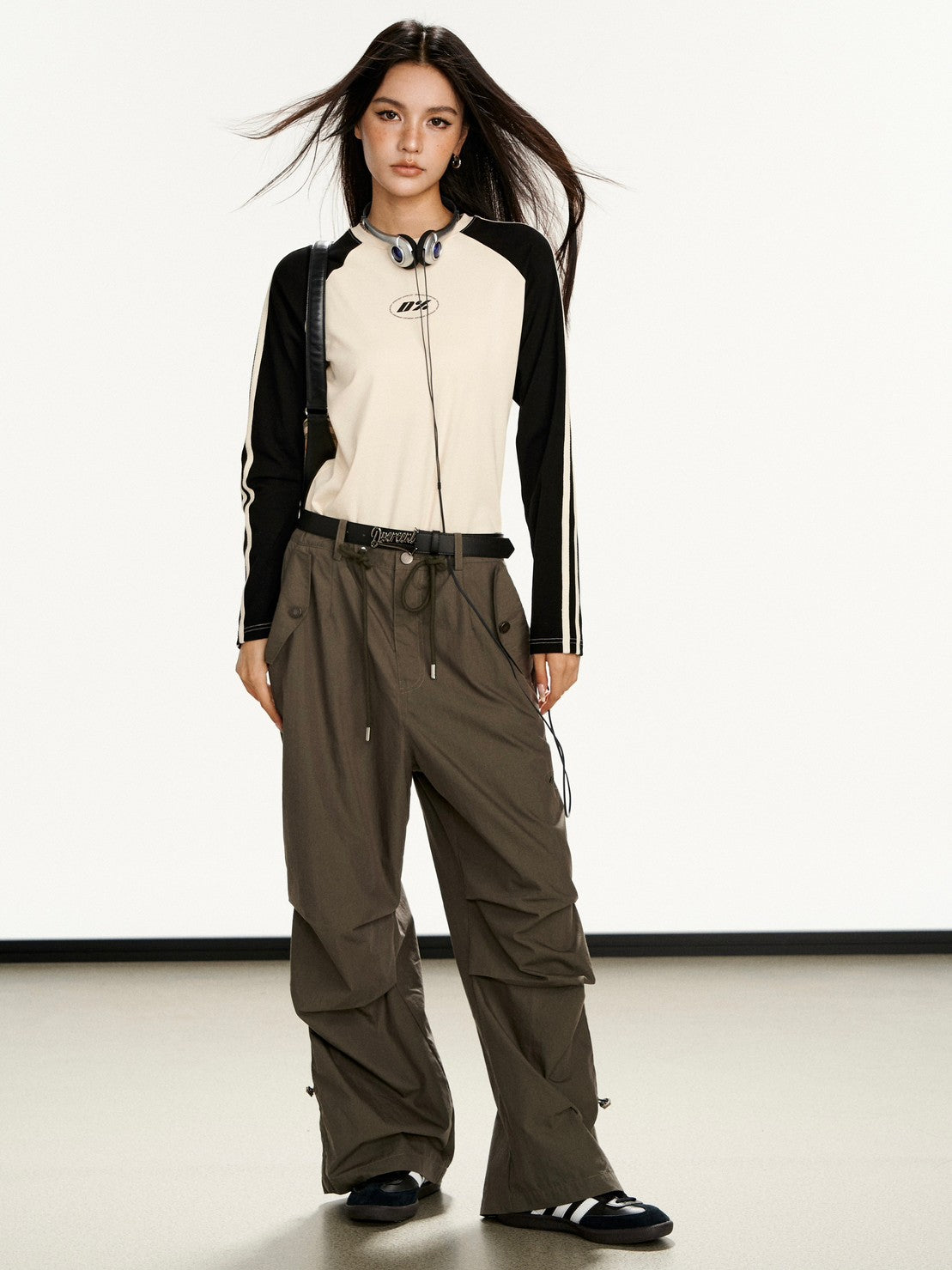 【Dpercent】Front Logo Raglan LS Tee