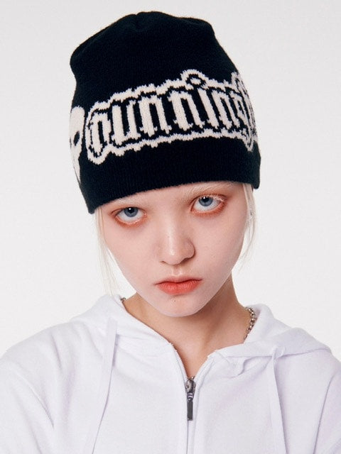 【runningHIGH】SKULL LOGO JACQUARD BEANIE