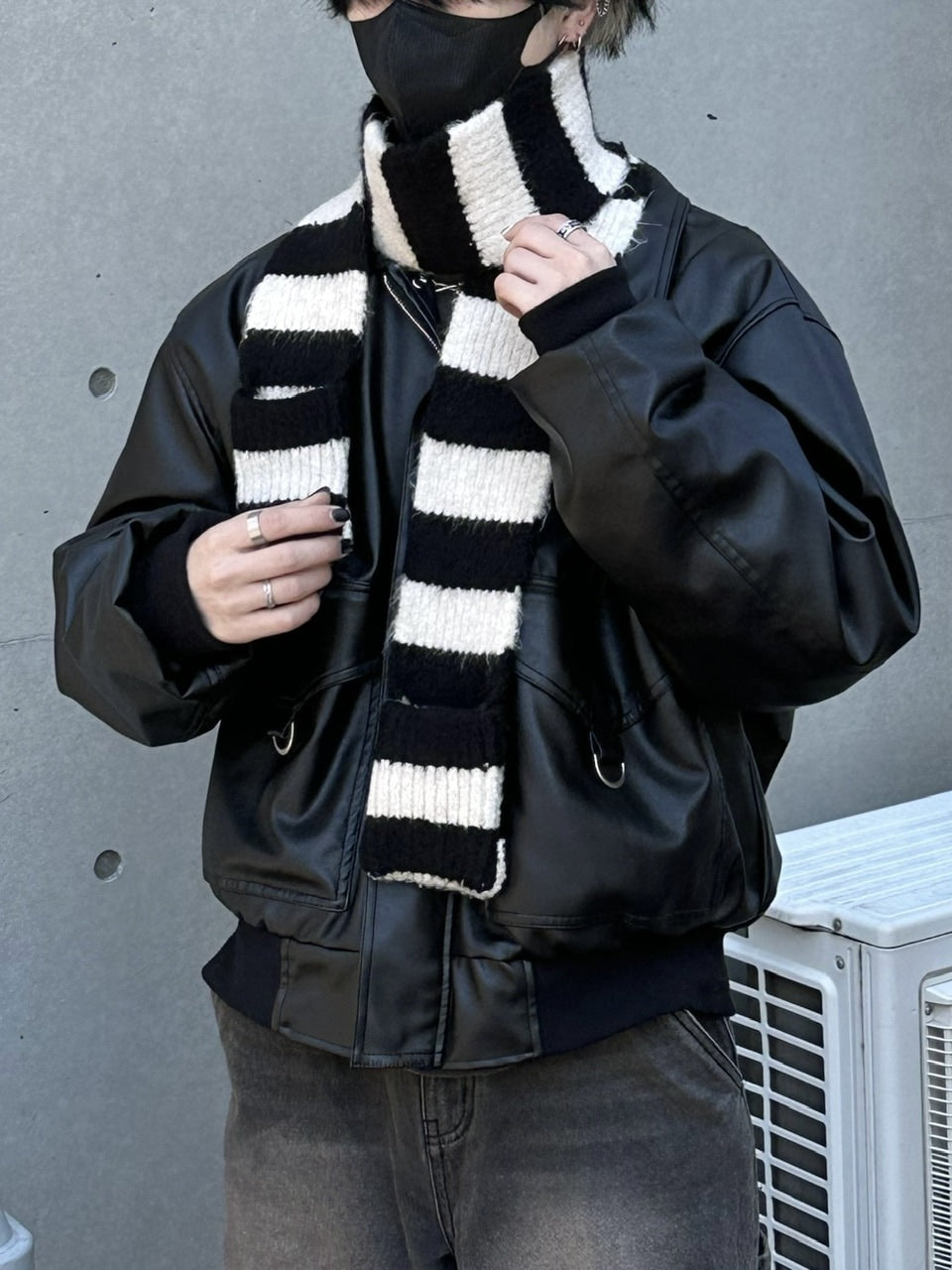 大阪店WEB限定【Chikashitsu +】border pocket muffler (2color)