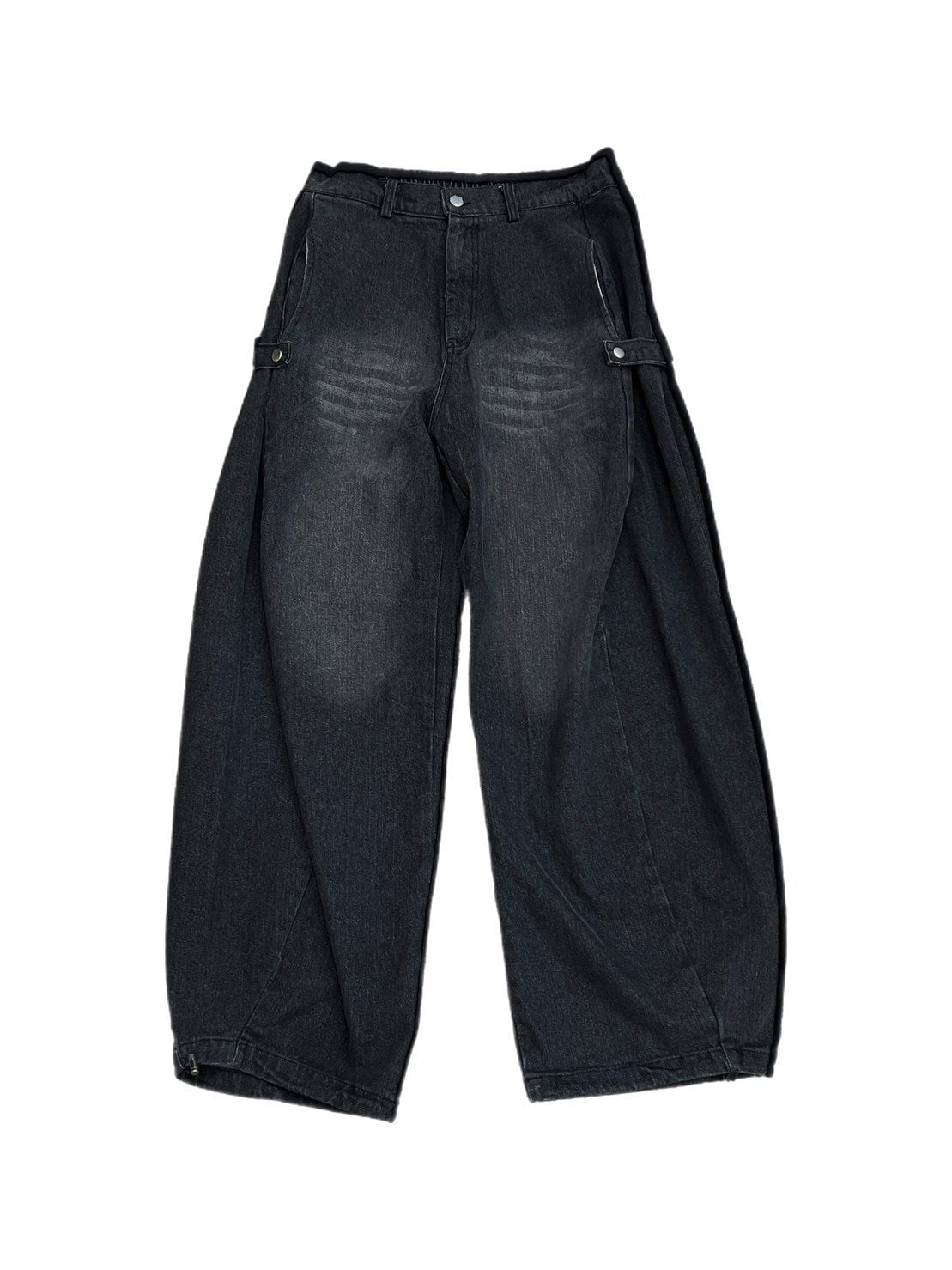 受注制【Chikashitsu +】side snap balloon denim pants (2color)