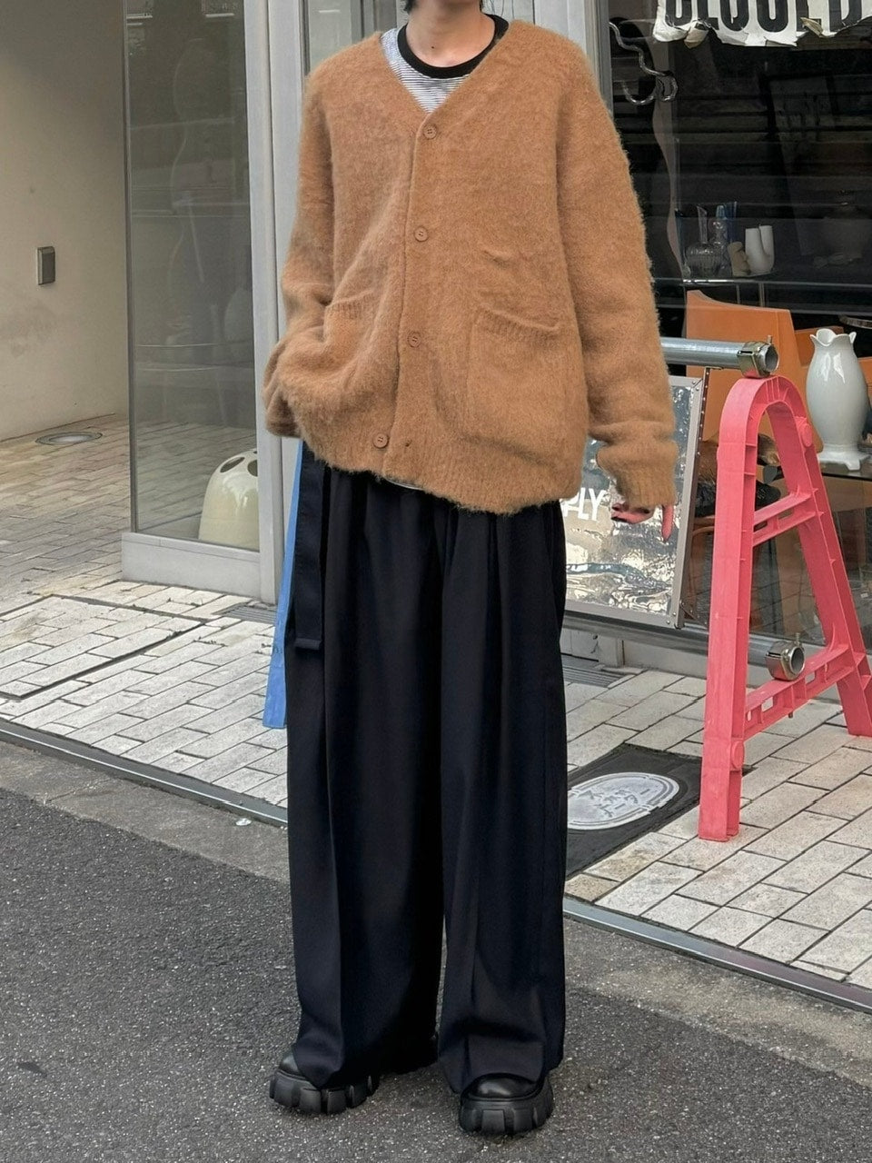 受注制【Chikashitsu +】belt wide slacks (3color)