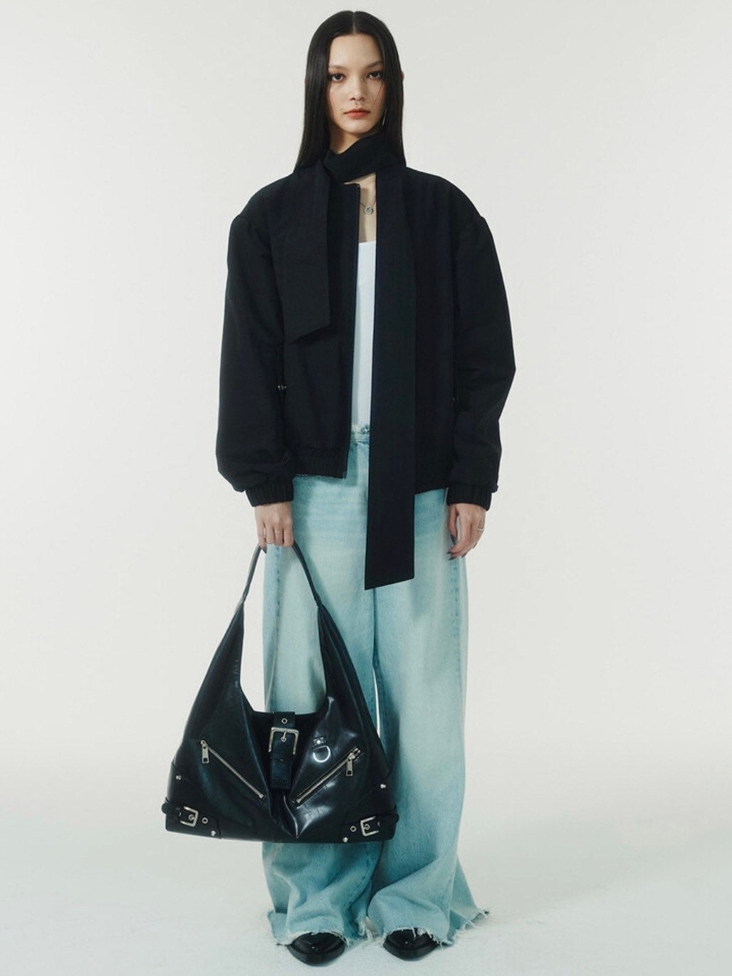 【NOT KNOWING】Ribbon Tie Blouson