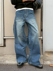 【Chikashitsu +】side wave design denim pants