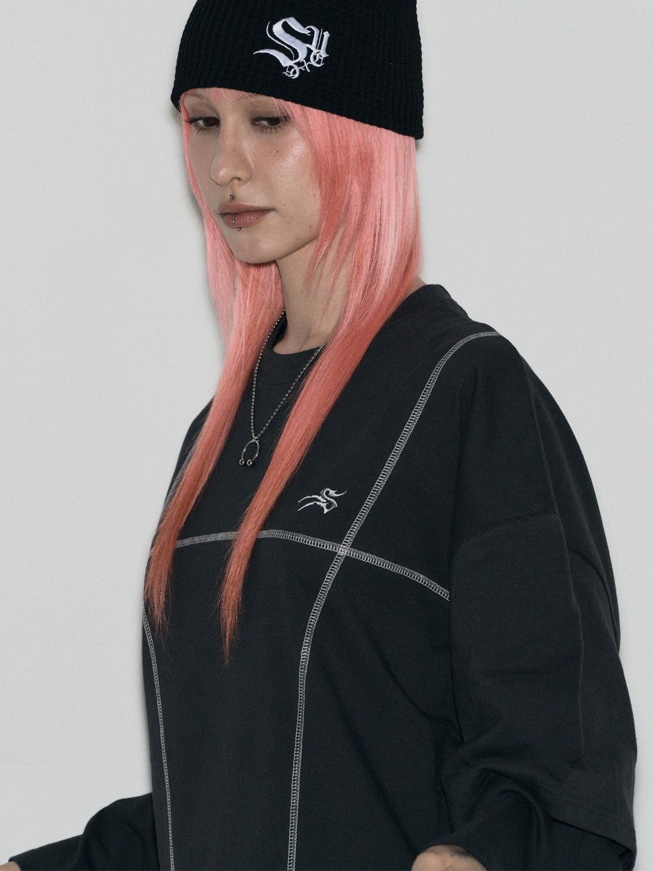 【SETUP‐EXE】LAYERD SLEEVE STITCH T-SHIRT