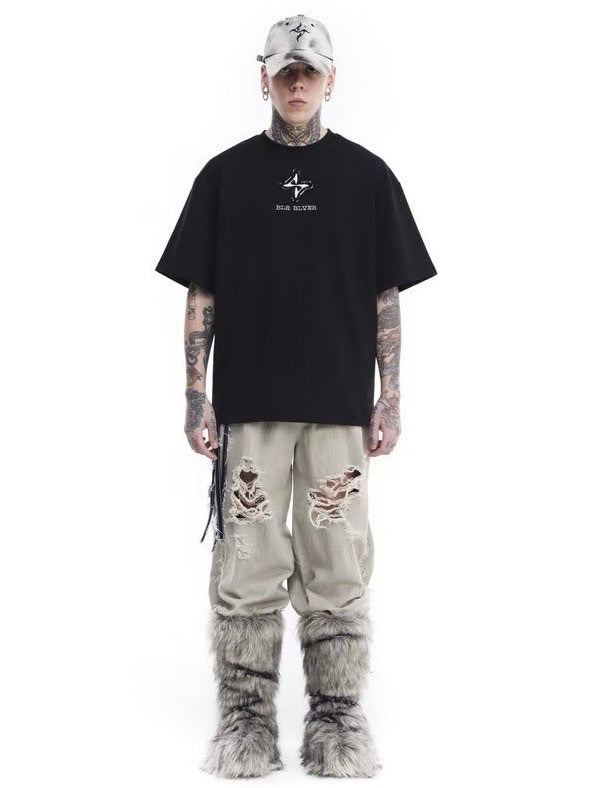 【BLR BLUER】Raw-edged Logo T-shirts