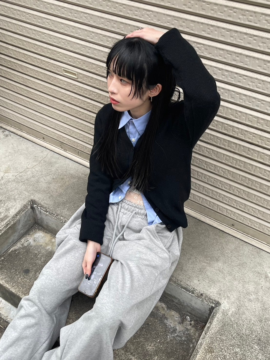 【Chikashitsu + LADIES】vneck rib knit cardigan (2color)