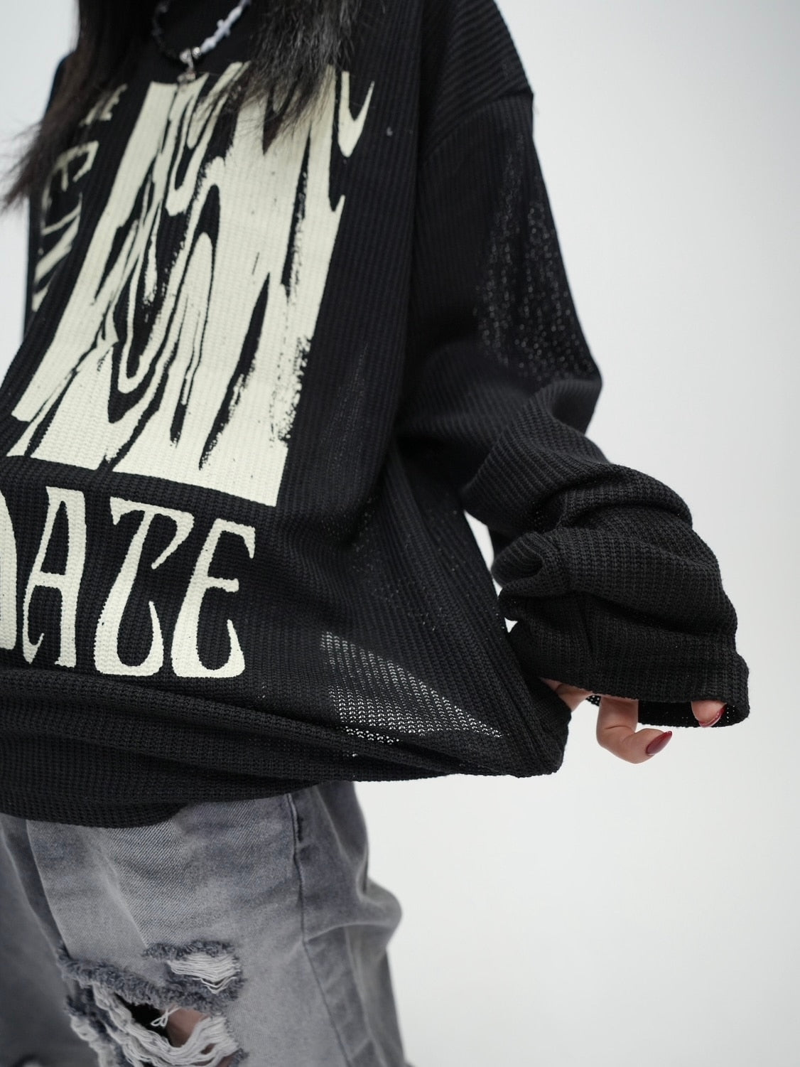 受注制【Bizarre Maiden】vintage mesh long sleeve (2color)