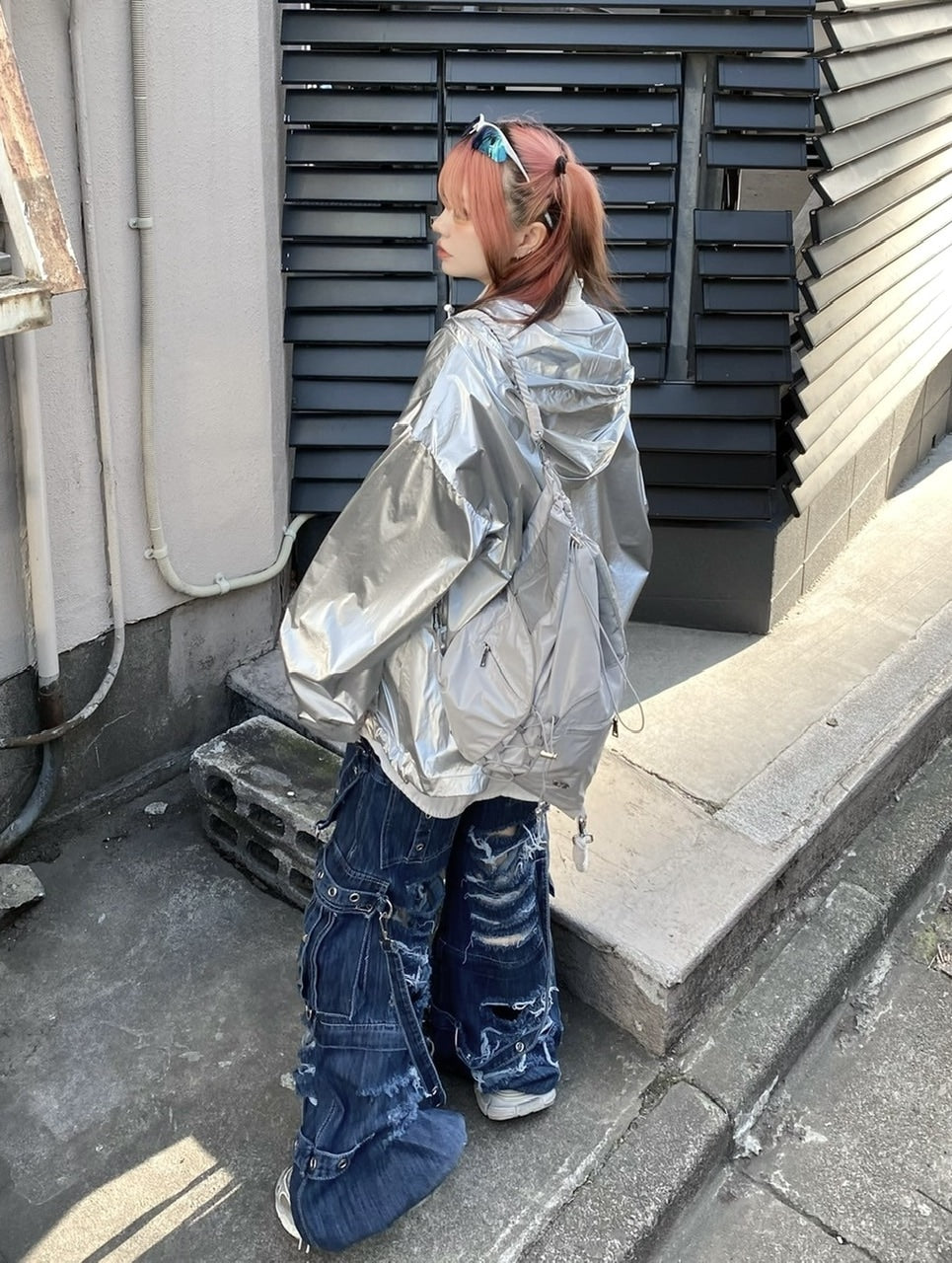 受注制【Never mind the XU】metallic hood jacket (2color)