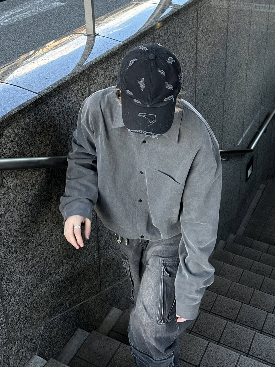 大阪店WEB限定受注制【Chikashitsu +】pigment draw code shirt (2color)