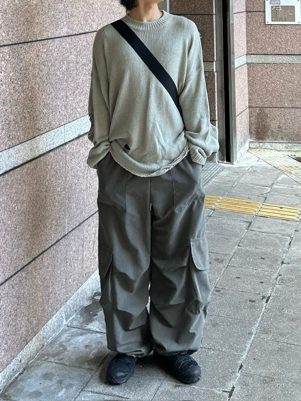 受注制【Chikashitsu +】oversized damage knit (2color) / 【チカシツプラス】オーバーサイズダメージ長袖ニット