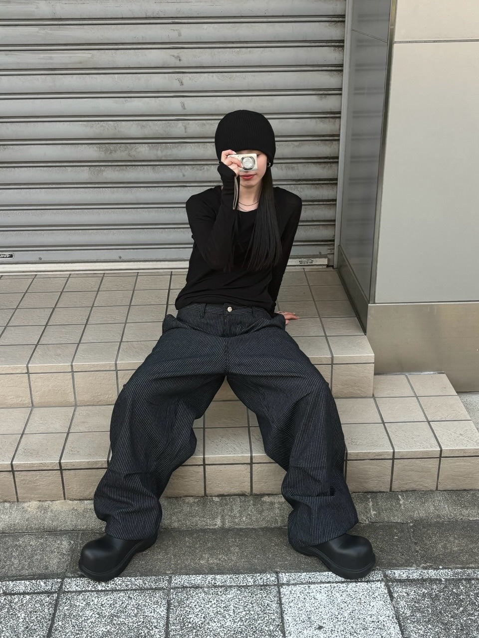 受注制【Chikashitsu +】snap button hickory stripe pants – PRESSING