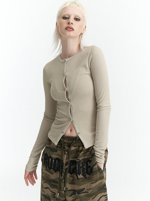 【ROCK CAKE】Nickel Snap Slim Cardigan