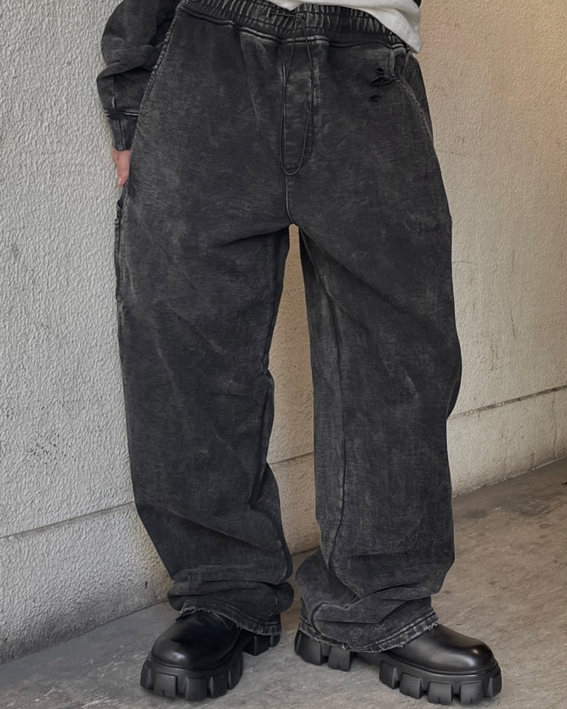 受注制【Chikashitsu +】set up pigment damage carpenter sweat pants