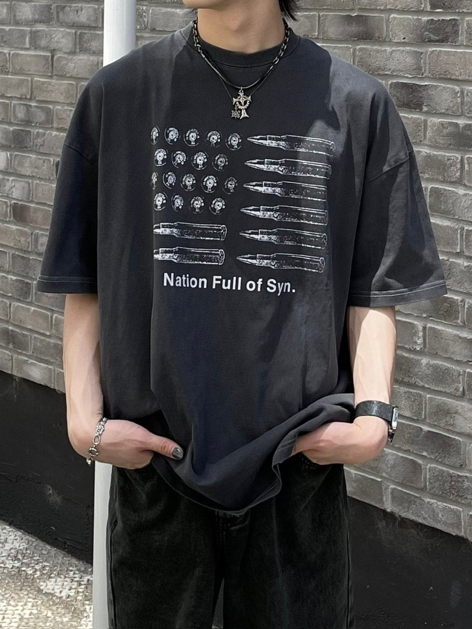 大阪店WEB限定【Chikashitsu +】pigment bullet t-shirt