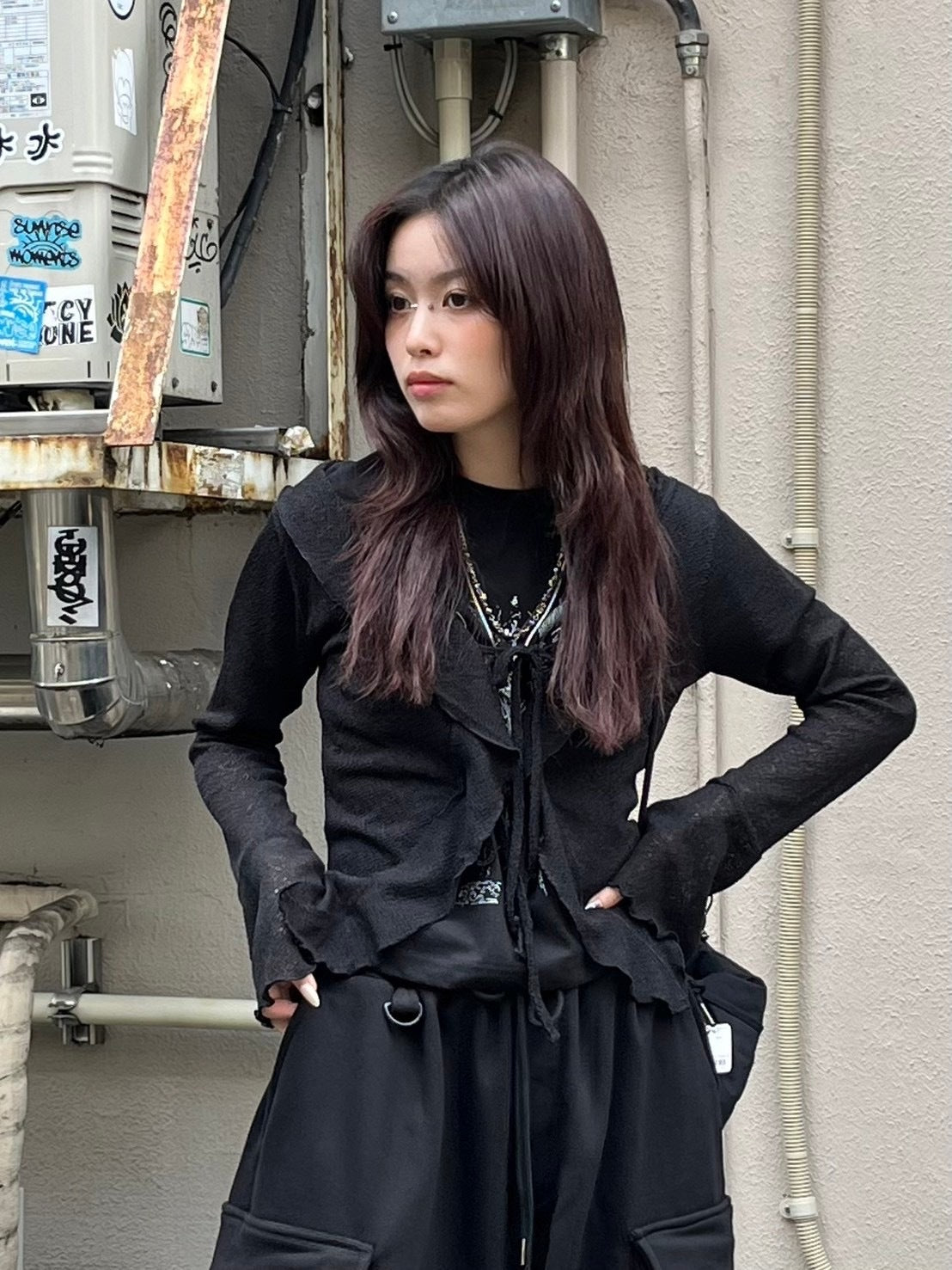 受注制【nmtc +】frill ribbon cardigan (3color)