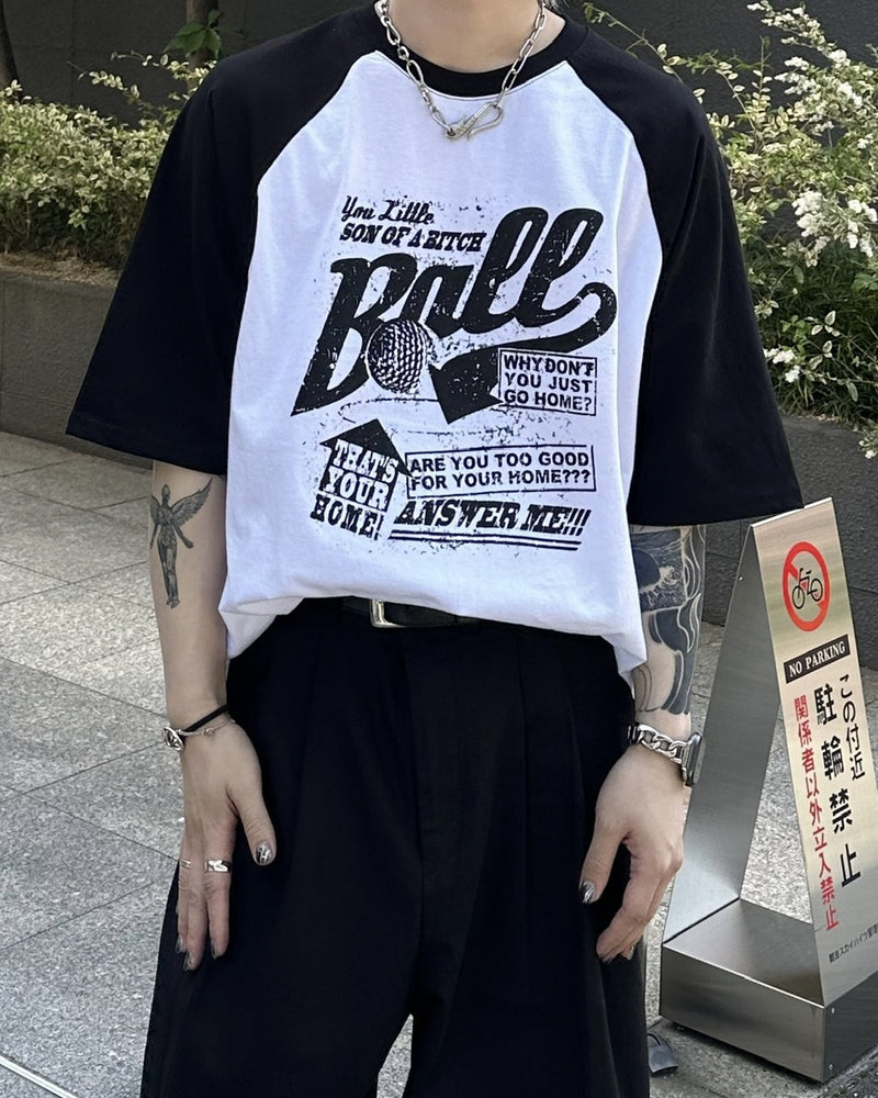 大阪店WEB限定受注制【Chikashitsu +】oversized lettering raglan t-shirt