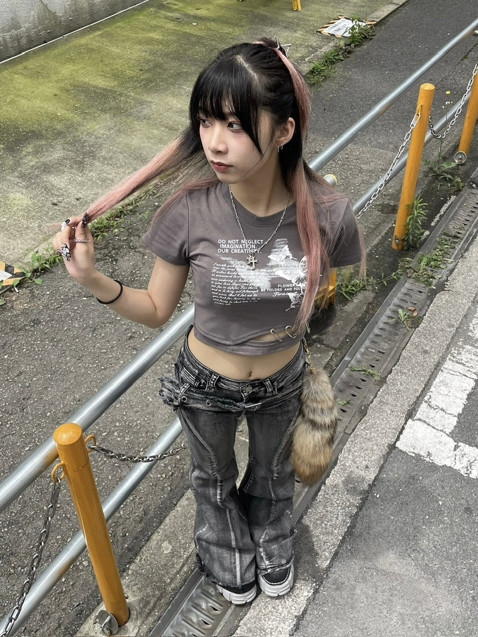 【Never mind the XU】butterfly print cropped tee (3color)