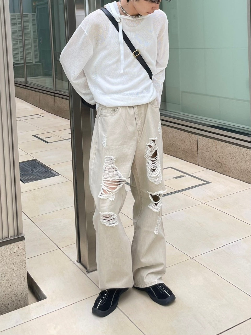 受注制【Chikashitsu +】belt design summer knit (3color)